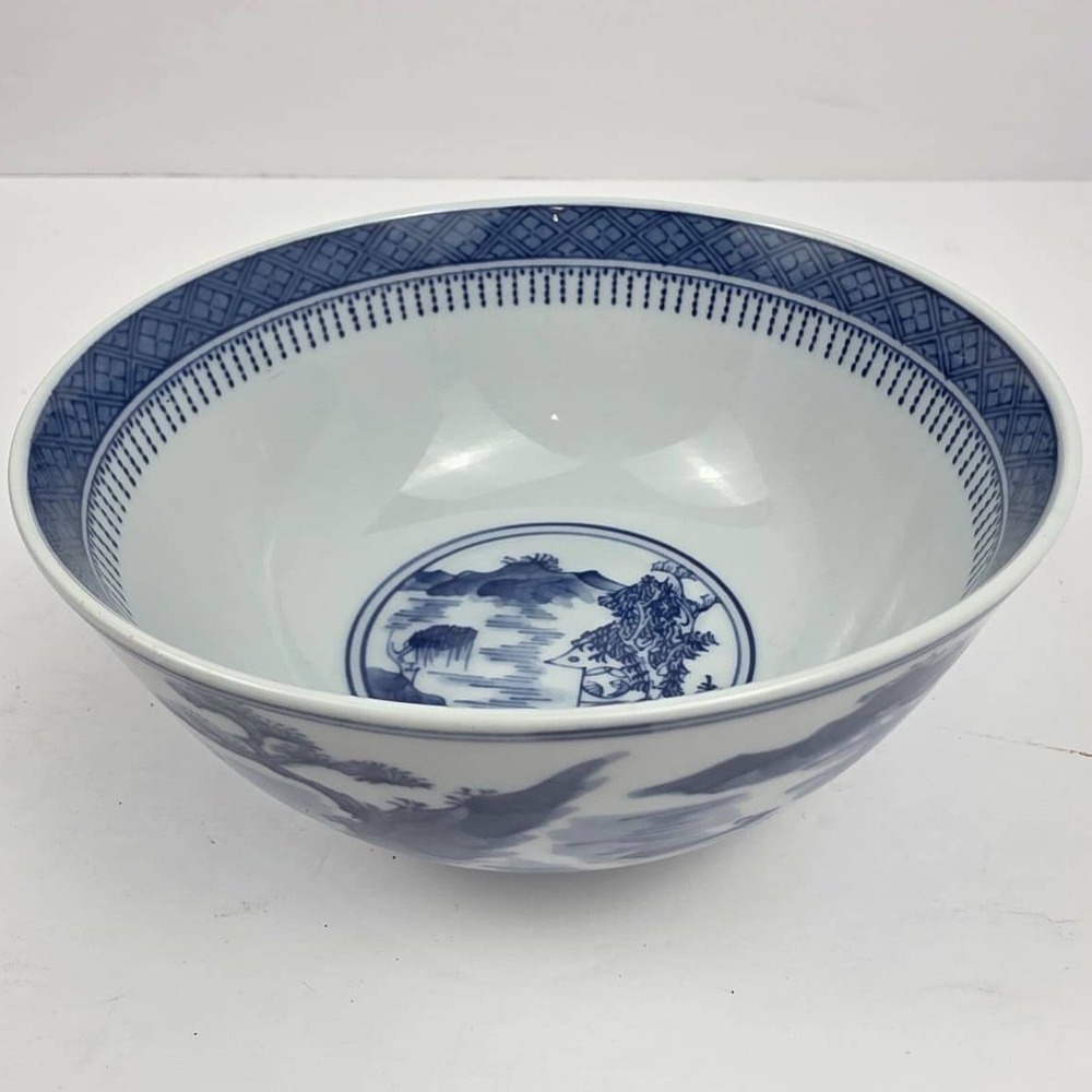 Tiffany & Co State Street Bank 1792-1992 Blue White Chinoiserie Porcelain Bowl